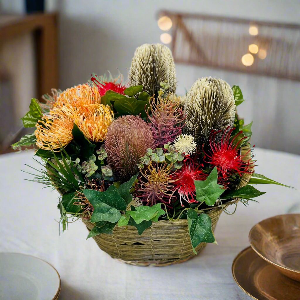Blooming Gorgeous Artificial Natives Basket Centrepiece