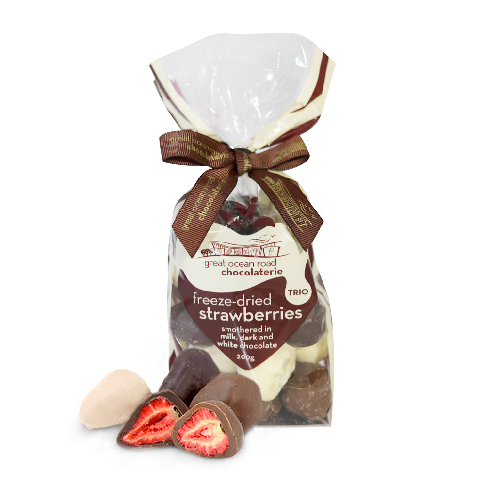Chocolate Coated Freeze Dried Strawberries Trio 200g