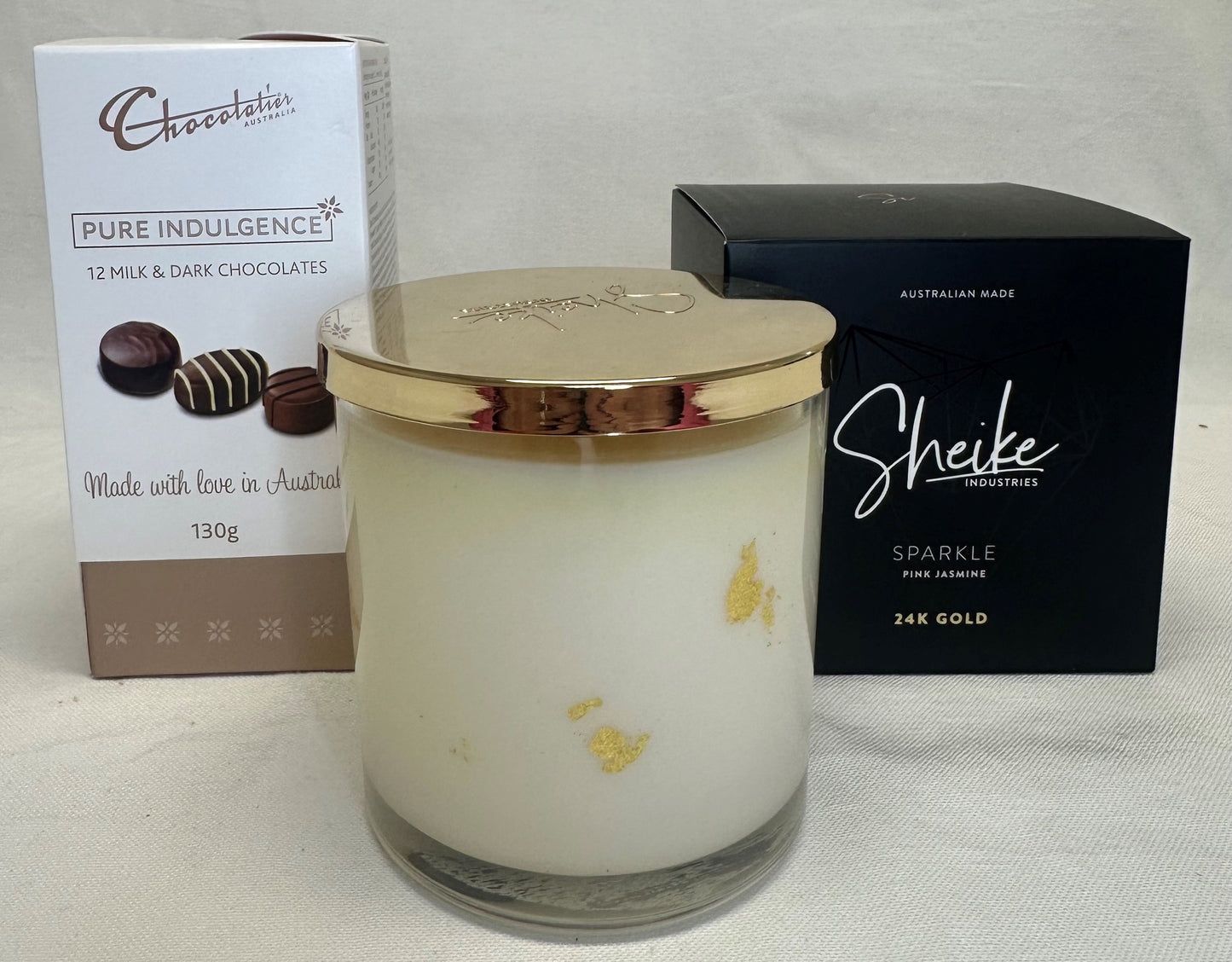 Blooming Gorgeous Deluxe Chocolate & Candle Gift Set Pink Jasmine Sparkle