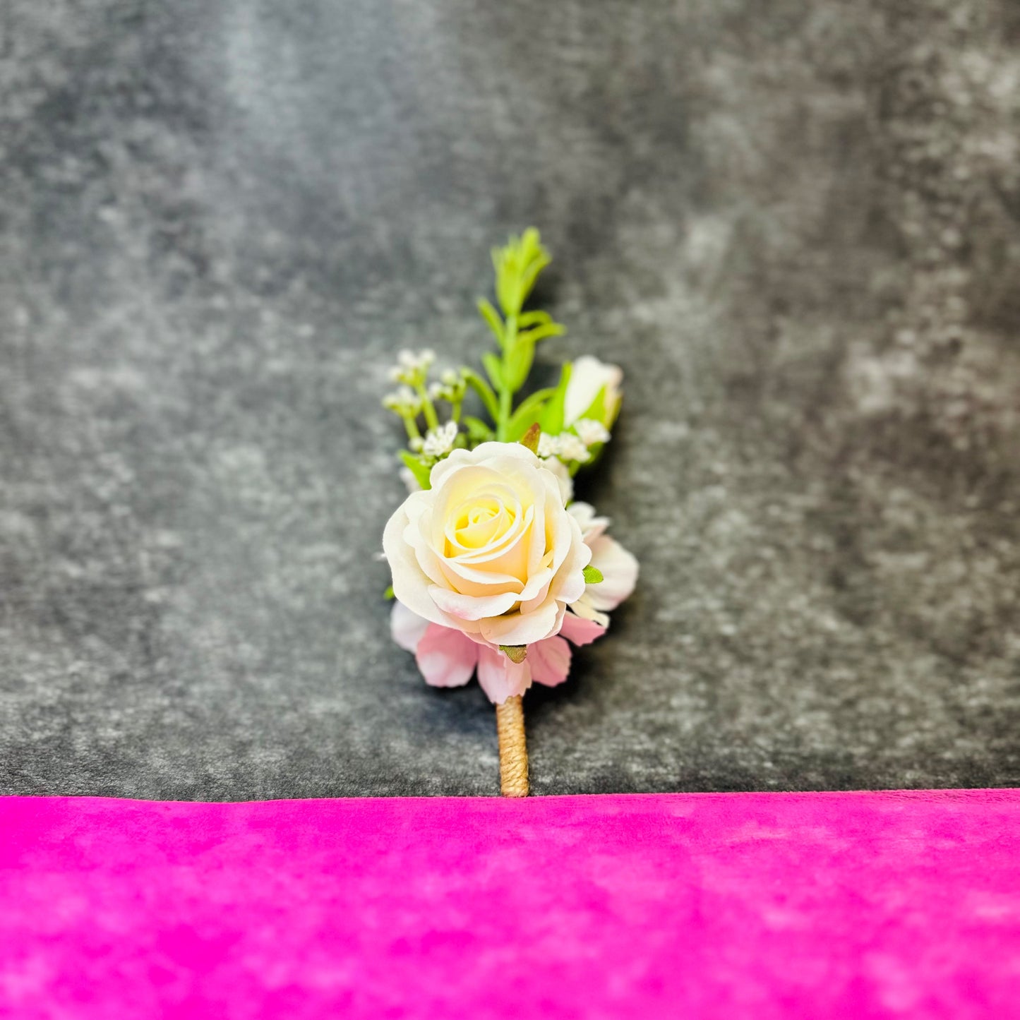 Silk Rose & Baby's Breath Boutonniere Blooming Gorgeous Formal