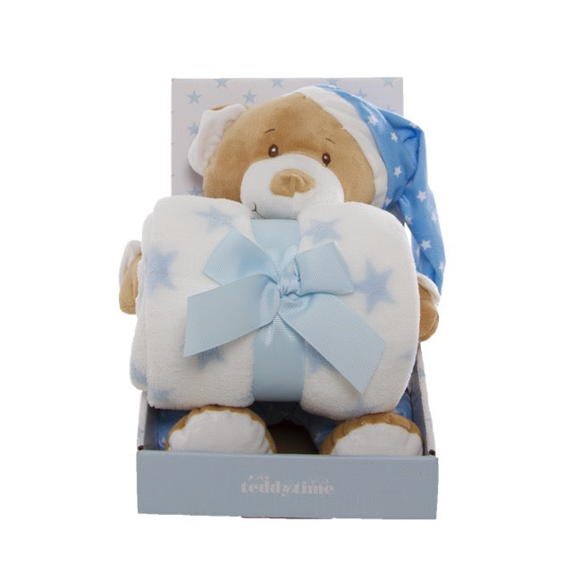 Starbright Teddy Bear Gift Pack Bear and Blanket Blue - Blooming Gorgeous