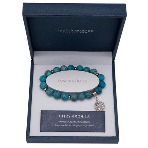Chrysocolla Tree of Life Inspiration Boxed Charm Bracelet