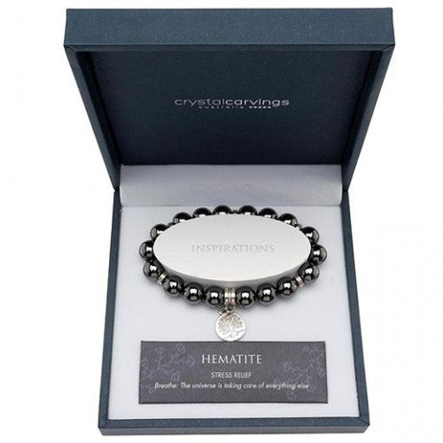 Hematite Tree of Life Inspiration Boxed Charm Bracelet
